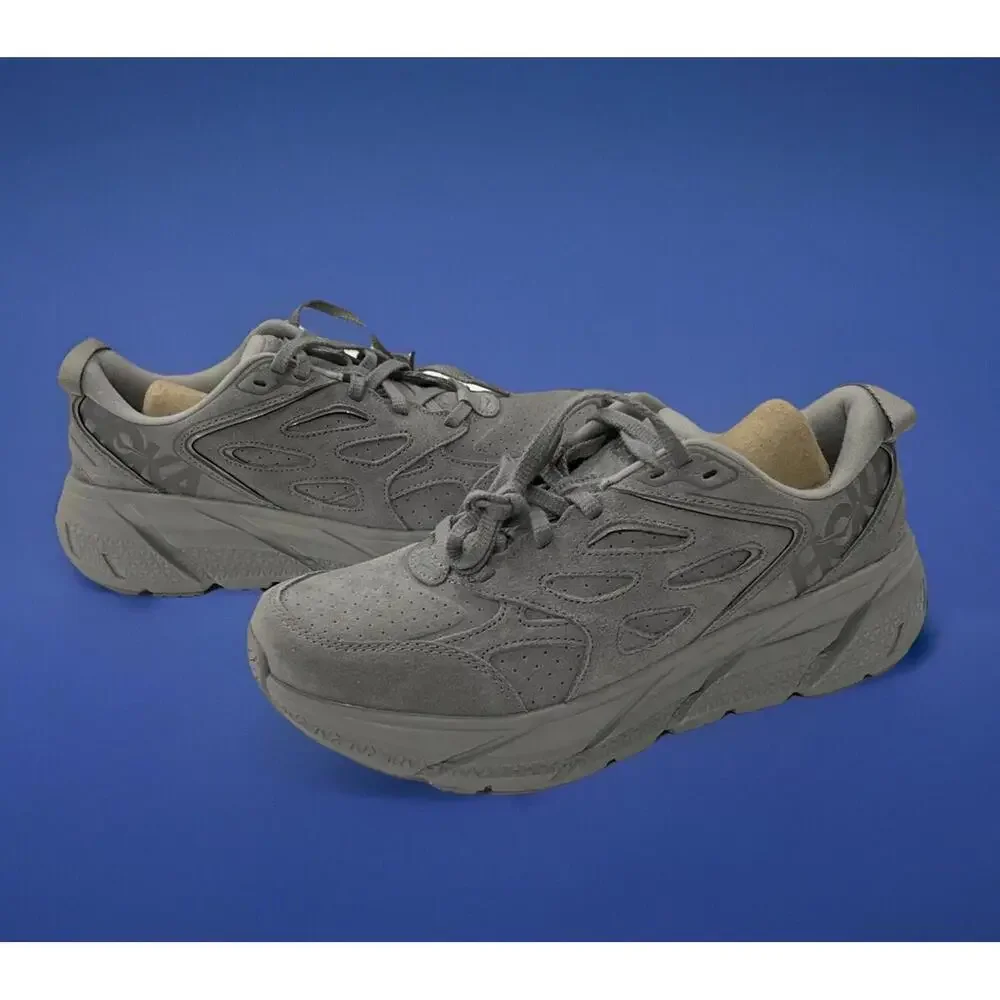 Hoka One One U Clifton L Suede- Limestone/Grey- Men's 8/Women's 9 - Picture 2 of 9